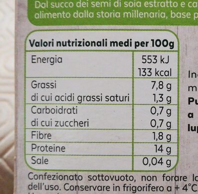 tofu al naturale nutrition facts table