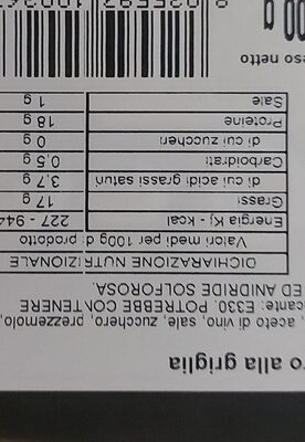 Sgombro alla griglia nutrition facts table