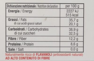 Cioccolato di Modica IGP - Pistacchio nutrition facts table