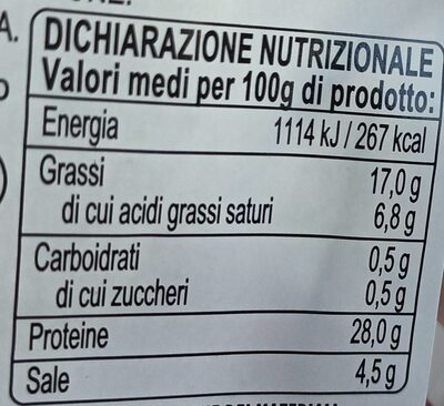 Speck VeGe' nutrition facts table