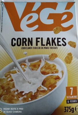 Corn Flakes croccanti fiocchi di mais tostati front packaging