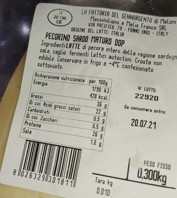 Pecorino sardo maturo DOP