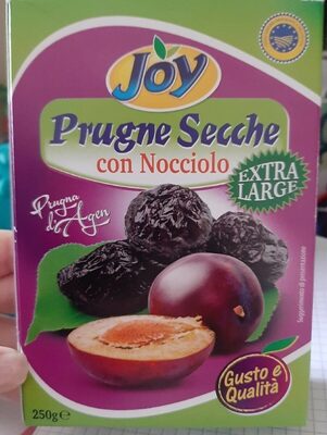 Prugne secche con nocciolo front packaging