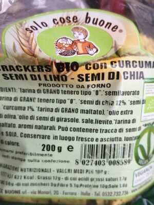 Crackers BIO con curcuma- semi di lino - semi di chia front packaging