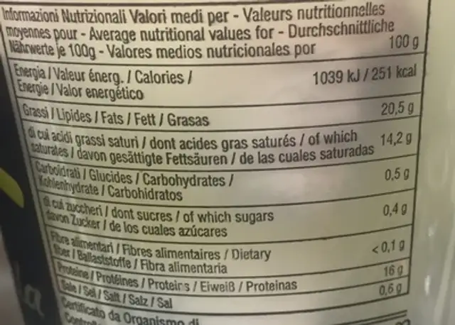 Fromage frais à pâte filée nutrition facts table