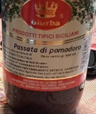 Passata di pomodoro front packaging