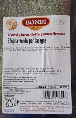 Sfoglia verde per lasagne