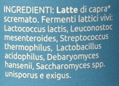 Kefir biologico di capra ingredients label