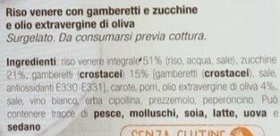 riso venere con gamberetti e zucchine ingredients label