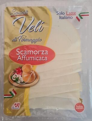 Squisiti veli di formaggio Scamorza affumicata front packaging