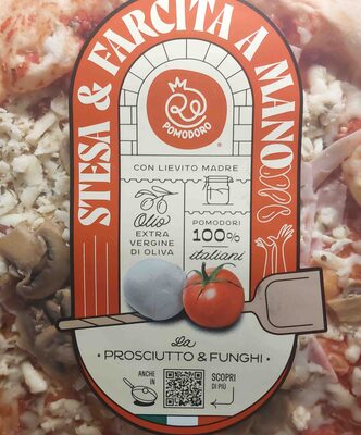 La prosciutto & funghi (ham & shroom) pizza front packaging