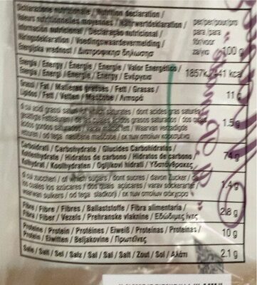 Grissini con Cipolla rossa di Tropea nutrition facts table