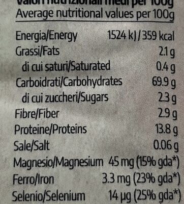 Cosi cos nutrition facts table