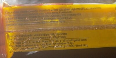 Snack a base di semi di sesamo nutrition facts table