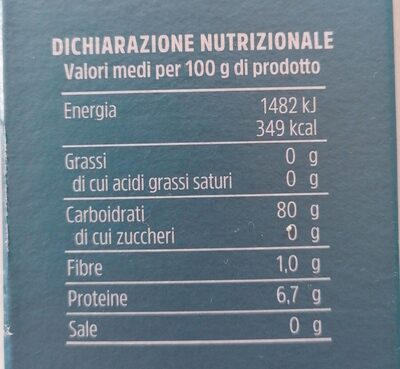 Riso Carnaroli nutrition facts table