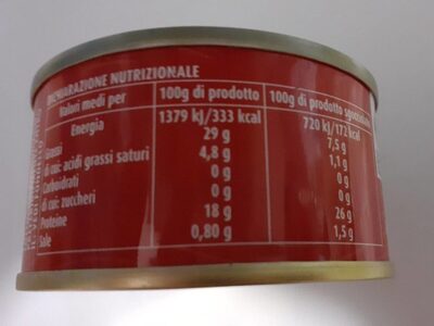 Tonno all'olio di oliva nutrition facts table