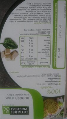 Burger di soia con spinaci e tofu