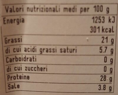 speck nutrition facts table