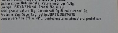 Provolone Valpadana PD0 nutrition facts table