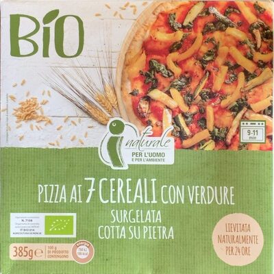 Pizza ai 7 cereali con verdure surgelata cotta su pietra