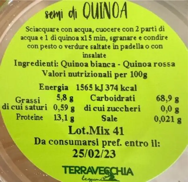 semi di quinoa nutrition facts table