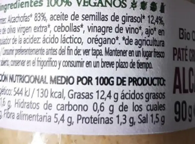 La crema di carciofini nutrition facts table