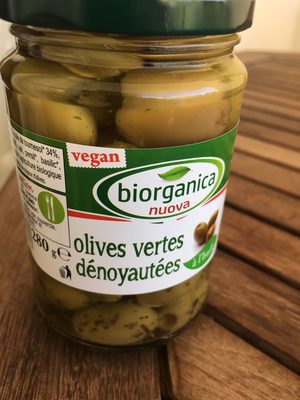 Olives Vertes Bio Dénoyautées à L'huile front packaging