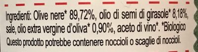 Crema Olive Nere ingredients label