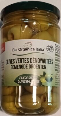 Olives vertes dénoyautées front packaging