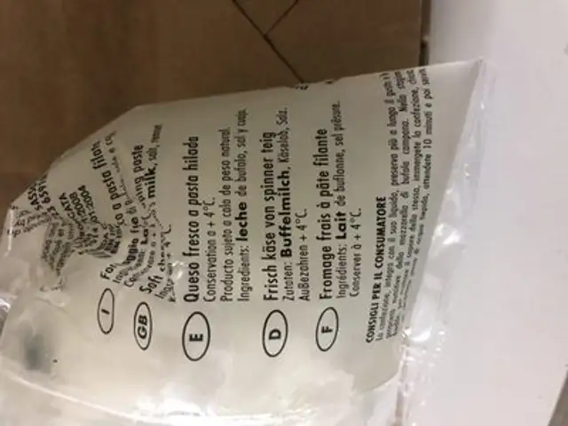 Mozzarelladi Bufala ingredients label