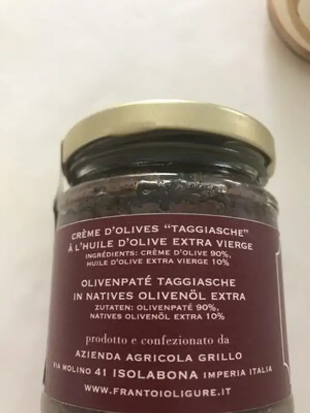 Grillo paté d'olive ingredients label