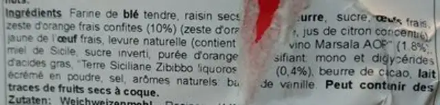 Panettone Tradizionale (handwrapped) ingredients label