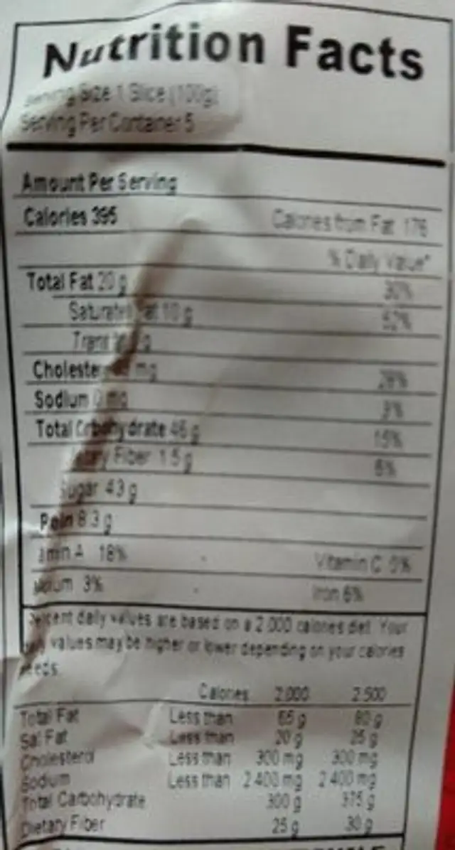 Panettone Tradizionale (handwrapped) nutrition facts table