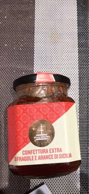 Confettura extra di fragole e arance di sicilia front packaging