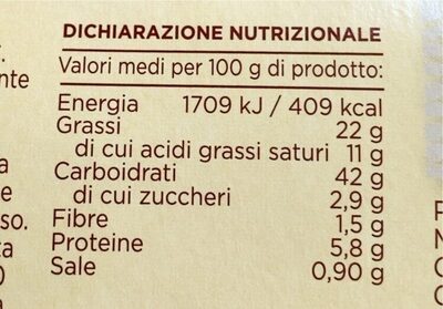 Pasta brisee in rotolo nutrition facts table