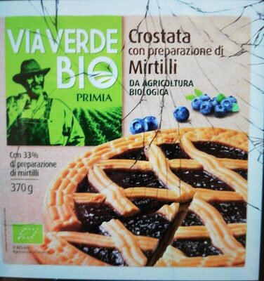 Crostata con preparazione di mirtilli front packaging