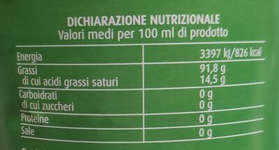 Olio di semi vari nutrition facts table