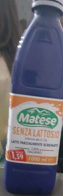 Latte matese senza lattosio (inferiore allo 0,1 % ) 100% front packaging