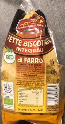 Fette biscottate integrali di farro front packaging
