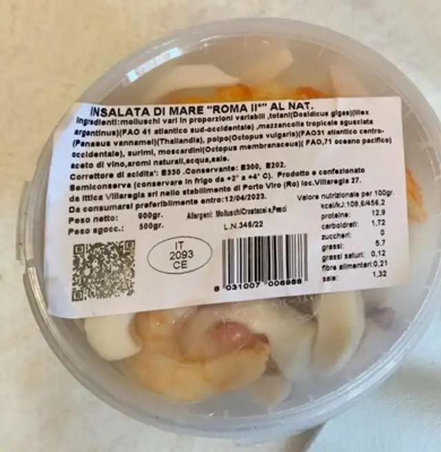 Insalata di mare Roma II al nat nutrition facts table