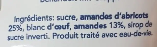 Amaretti Mombaruzzo ingredients label