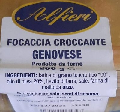 Focaccia croccante genovese front packaging