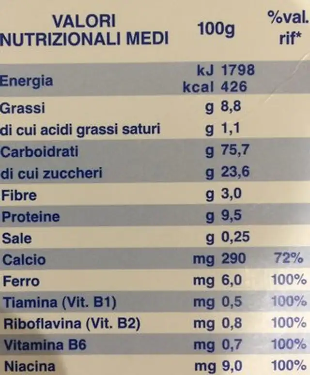 Humana Humana Biscotti Biologico 360GR nutrition facts table