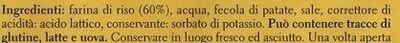 Gnocchi di riso ingredients label