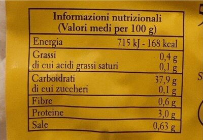 Gnocchi di riso nutrition facts table