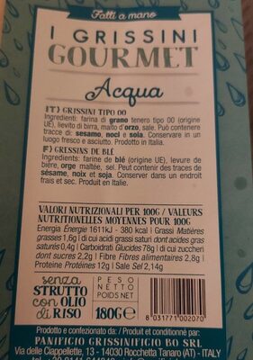I grissini gourmet - acqua