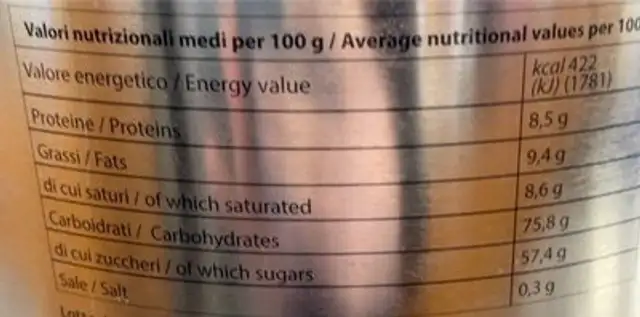 Ginseng life nutrition facts table