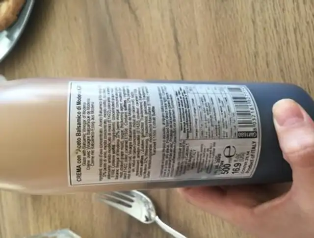Crème de vinagre balsamique ingredients label