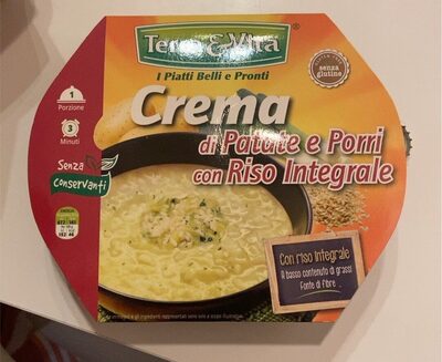 Crema di patate e porri con riso integrale