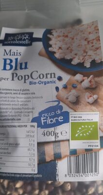 Mais blu per popcorn bio organic front packaging